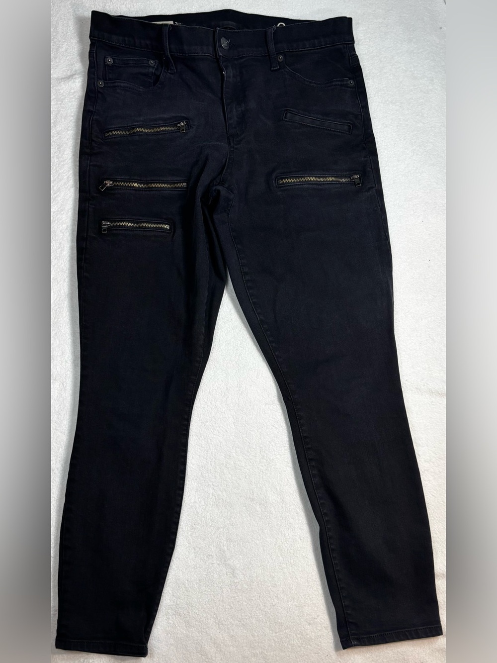 Gap Women's Resolution True Skinny Black Multi-Zip Jeans Size 31R Denim